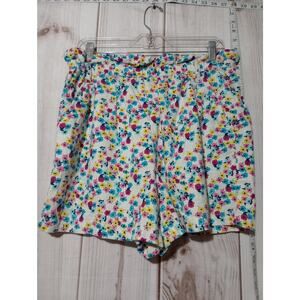 A.N.A Shorts‎ Womens Large Linen High Rise Elastic Waist Floral Pockets Summer